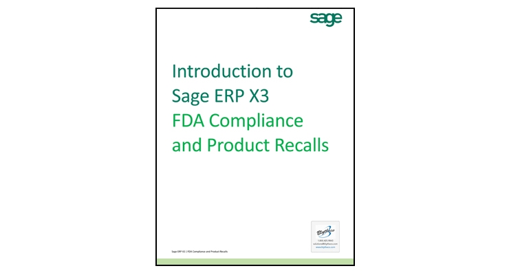 Introduction to Sage ERP X3: FDA Compliance and Product Recalls