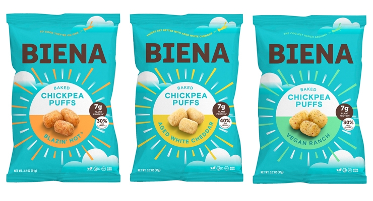 Biena Grows Portfolio of Plant Protein Snacks with Baked Chickpea Puffs 