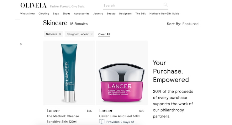 Lancer Skincare Launches on Olivela, a Philanthropic E-Tailer 