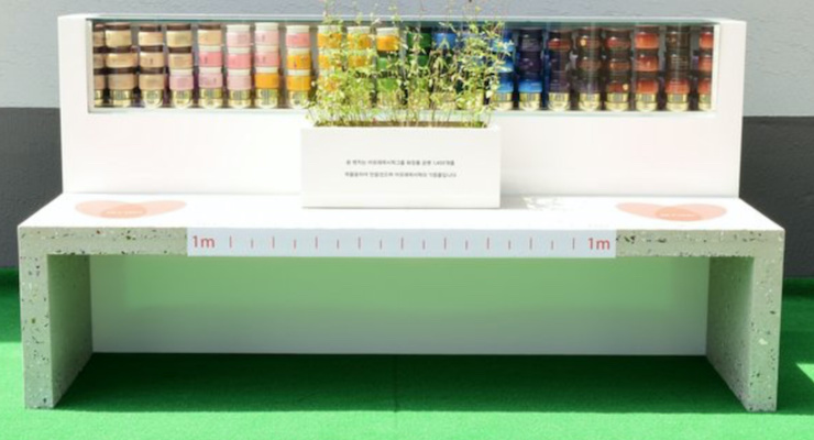 Amorepacific Makes A Bench from Empty Cosmetic Bottles