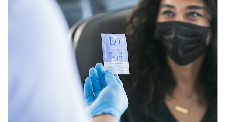 EO Partners with Alaska Airlines To Distribute Scented Sanitizing Wipes
