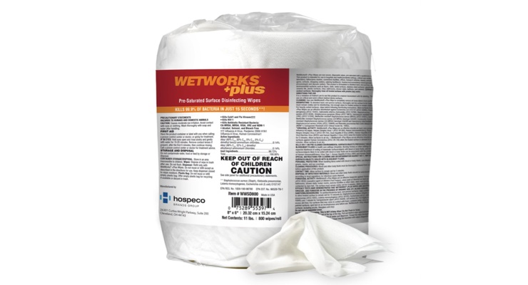 Hospeco Launches WetWorks +Plus Pre-Saturated Surface Disinfecting Wipes