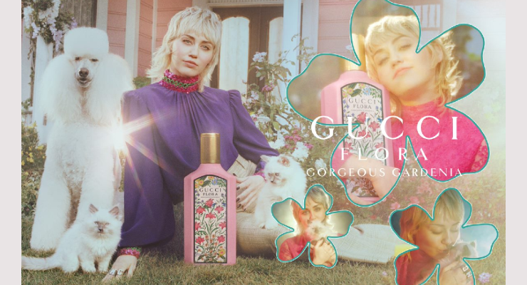 Top Onzeker Gehoorzaam Gucci Relaunches Flora Gorgeous Gardenia With A Campaign Featuring Miley  Cyrus | HAPPI