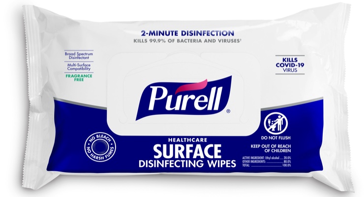 Purell Surface Wipes Launch in Flowpack Format